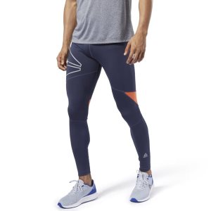 Legginsy Męskie Reebok One Series Running Reflective Granatowe PL 28NRLPW